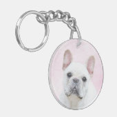 Franse bulledog (crème/wit) schilderen - hondenkun sleutelhanger (Voorkant Links)
