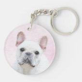 Franse bulledog (crème/wit) schilderen - hondenkun sleutelhanger (Achterkant)