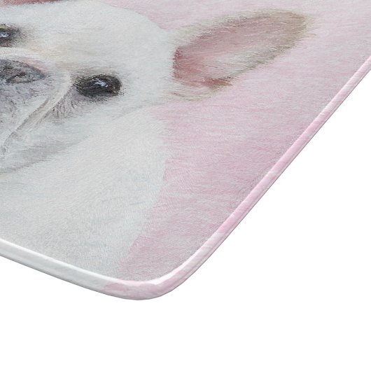 Franse bulledog (crème/wit) schilderen - hondenkun snijplank (Hoek)