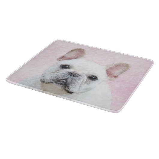 Franse bulledog (crème/wit) schilderen - hondenkun snijplank (Hoek)