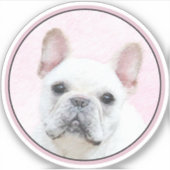 Franse bulledog (crème/wit) schilderen - hondenkun sticker (Voorkant)