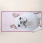 Franse bulledog (crème/wit) schilderen - hondenkun strandlaken (Voorkant)