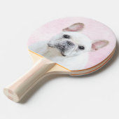 Franse bulledog (crème/wit) schilderen - hondenkun tafeltennisbatje (Voorkant Gekanteld)