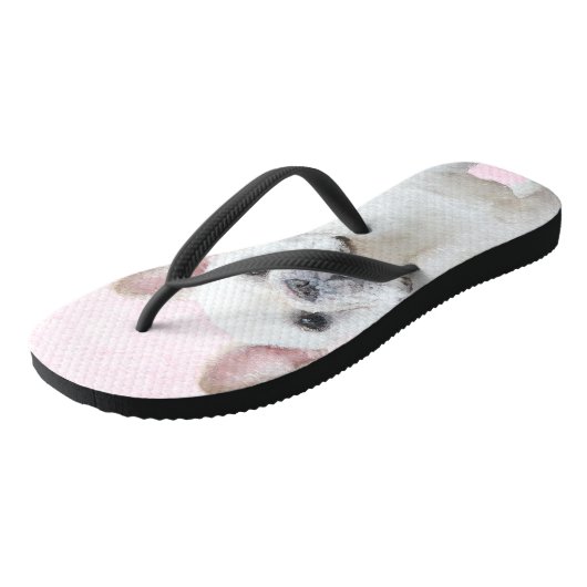 Franse bulledog (crème/wit) schilderen - hondenkun teenslippers (Schuin)