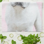 Franse bulledog (crème/wit) schilderen - hondenkun theedoek (Gevouwen)