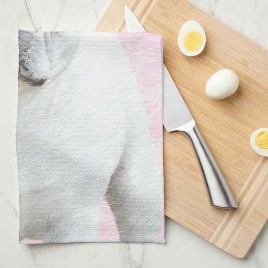 Franse bulledog (crème/wit) schilderen - hondenkun theedoek (Quarter Fold)