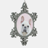 Franse bulledog (crème/wit) schilderen - hondenkun tin sneeuwvlok ornament (Links)