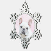 Franse bulledog (crème/wit) schilderen - hondenkun tin sneeuwvlok ornament (Rechts)