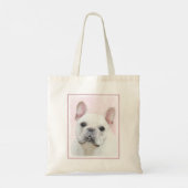 Franse bulledog (crème/wit) schilderen - hondenkun tote bag (Achterkant)