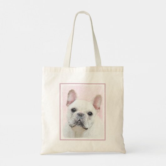 Franse bulledog (crème/wit) schilderen - hondenkun tote bag (Achterkant)