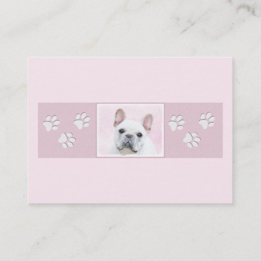 Franse bulledog (crème/wit) schilderen - hondenkun visitekaartje (Achterkant)