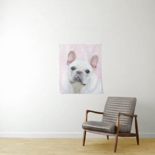 Franse bulledog (crème/wit) schilderen - hondenkun wandkleed