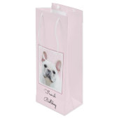 Franse bulledog (crème/wit) schilderen - hondenkun wijn cadeautas (Achterkant Gekanteld)