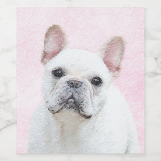 Franse bulledog (crème/wit) schilderen - hondenkun wijn etiket (Enkel label)