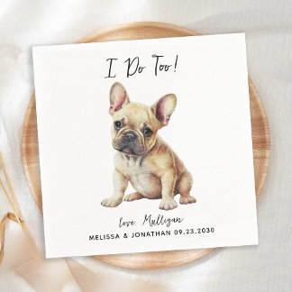 Franse bulledog Dog Wedding Custom Cocktail Servet