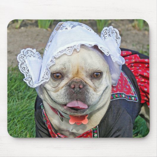 Franse bulledog in Nederlands kostuum Muismat (Voorkant)