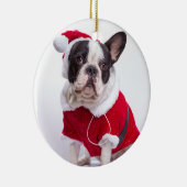 Franse bulledog in Santa Costume voor kerstmis Keramisch Ornament (Rechts)