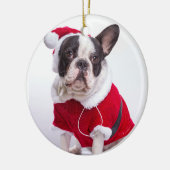 Franse bulledog in Santa Costume voor kerstmis Keramisch Ornament (Links)
