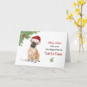 Franse bulledog Kerstmis van Dog in Funny Santa Kaart (Gele Bloem)