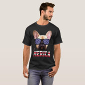 Franse bulledog merica patriotic , 4 juli t-shirt (Voorkant volledig)