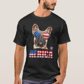 Franse bulledog merica vs vlag 4e juli dog pup t-shirt (Voorkant)