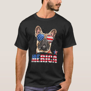 Franse bulledog merica vs vlag 4e juli dog pup t-shirt