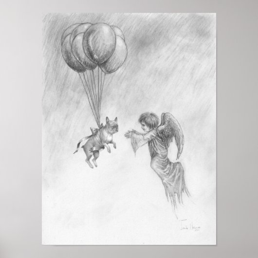 Franse bulledog met Angel Poster (Voorkant)