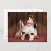 Franse bulledog met Birthday Cupcake Briefkaart (Voorkant / Achterkant)