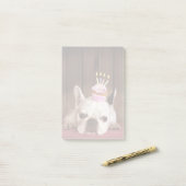 Franse bulledog met Birthday Cupcake Post-it® Notes (Op bureau)