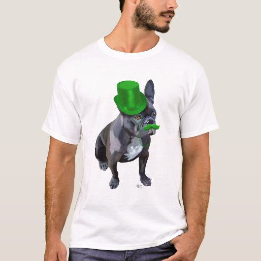 Franse bulledog met Green Top Hat en Mustache (Voorkant)