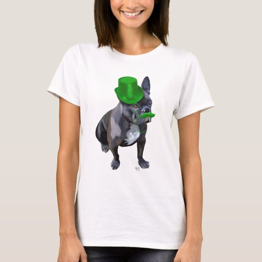 Franse bulledog met Green Top Hat en Mustache (Voorkant)
