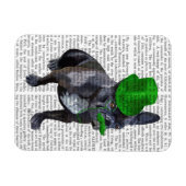 Franse bulledog met Green Top Hat en Mustache Magneet (Horizontaal)