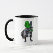 Franse bulledog met Green Top Hat en Mustache Mok (Links)