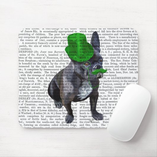 Franse bulledog met Green Top Hat en Mustache Muismat (Met muis)