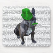 Franse bulledog met Green Top Hat en Mustache Muismat (Voorkant)