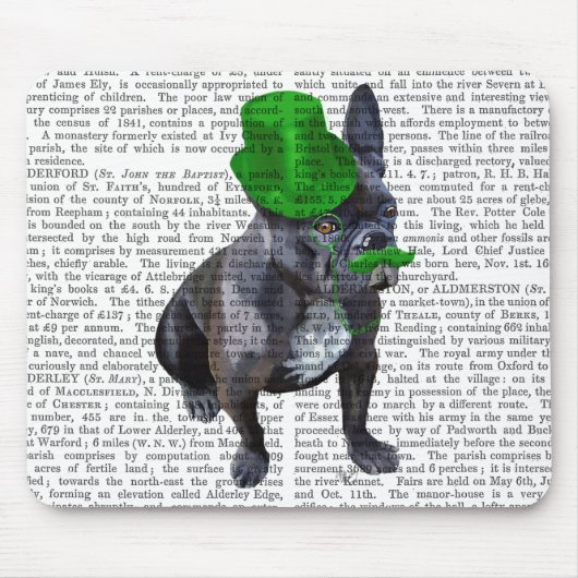 Franse bulledog met Green Top Hat en Mustache Muismat (Voorkant)