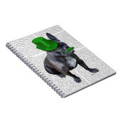 Franse bulledog met Green Top Hat en Mustache Notitieboek (Rechterzijde)