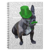 Franse bulledog met Green Top Hat en Mustache Notitieboek (Voorkant)