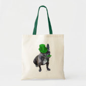 Franse bulledog met Green Top Hat en Mustache Tote Bag (Voorkant)