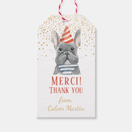Franse bulledog met Pet Red Gift Labels Cadeaulabel (Voorkant)