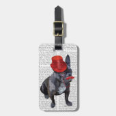 Franse bulledog met Red Top Hat en Mustache Bagagelabel (Voorkant verticaal)