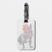 Franse bulledog met Red Top Hat en Mustache Bagagelabel (Achterkant verticaal)