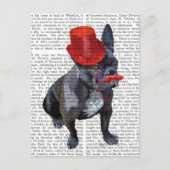 Franse bulledog met Red Top Hat en Mustache Briefkaart (Voorkant)