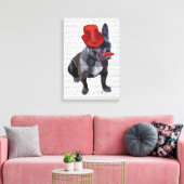 Franse bulledog met Red Top Hat en Mustache Canvas Afdruk (Insitu (Woonkamer))