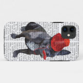 Franse bulledog met Red Top Hat en Mustache Case-Mate iPhone Case (Achterkant (horizontaal))