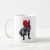 Franse bulledog met Red Top Hat en Mustache Koffiemok (Links)