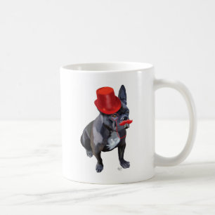 Franse bulledog met Red Top Hat en Mustache Koffiemok