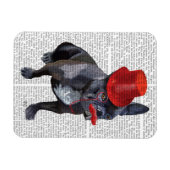 Franse bulledog met Red Top Hat en Mustache Magneet (Horizontaal)