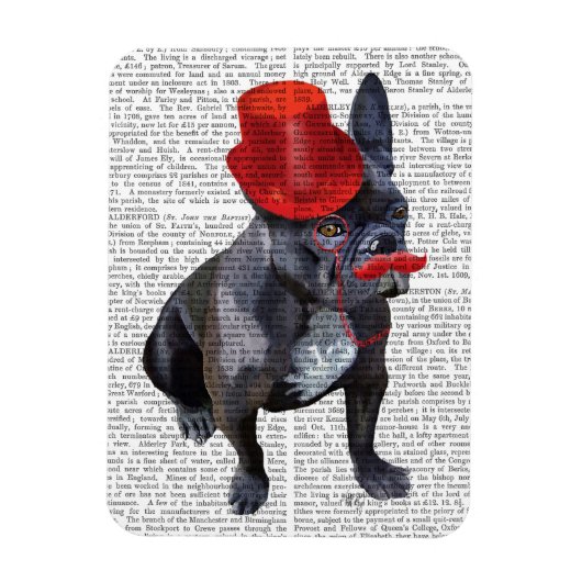 Franse bulledog met Red Top Hat en Mustache Magneet (Verticaal)