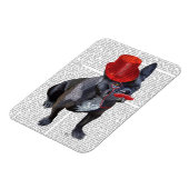 Franse bulledog met Red Top Hat en Mustache Magneet (Linkerzijde)
